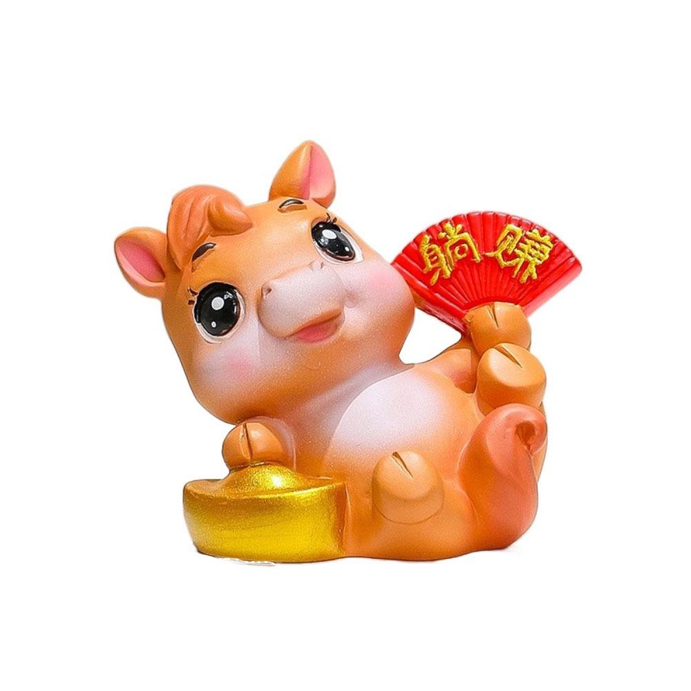 Resin Zodiac Horse Mascot Chinese Style Horse Statue Cute Horse Ornaments  Table