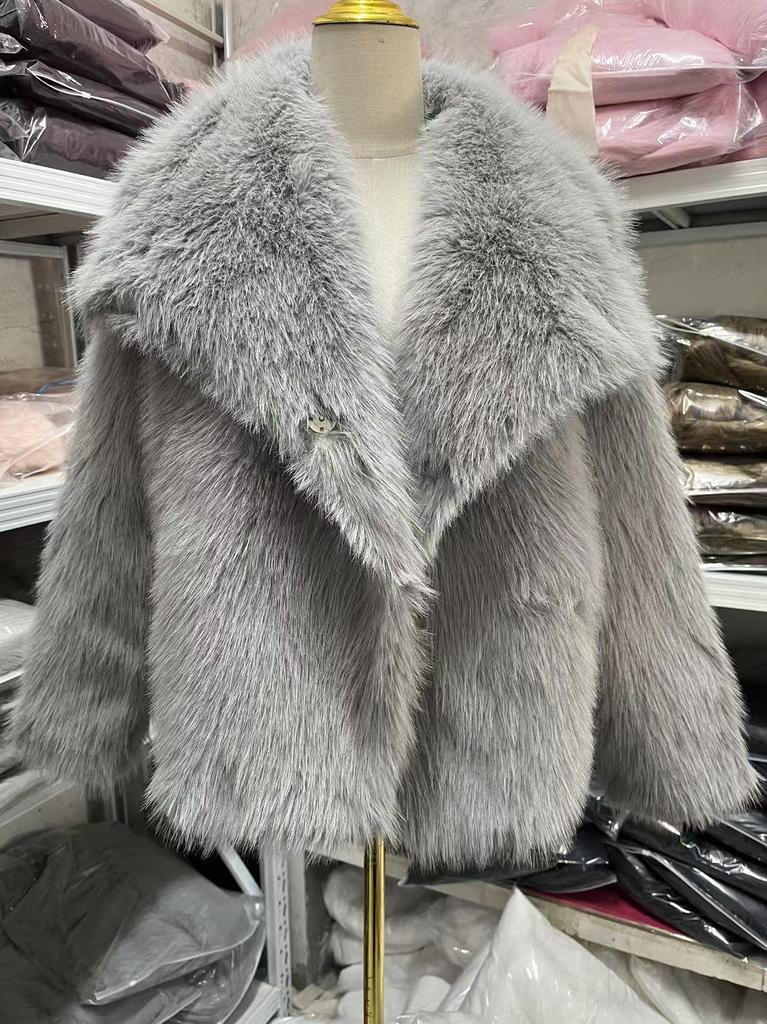 European, American autumn and winter new large-size women's fur coat, toka, artificial fur top, anti-fox hair