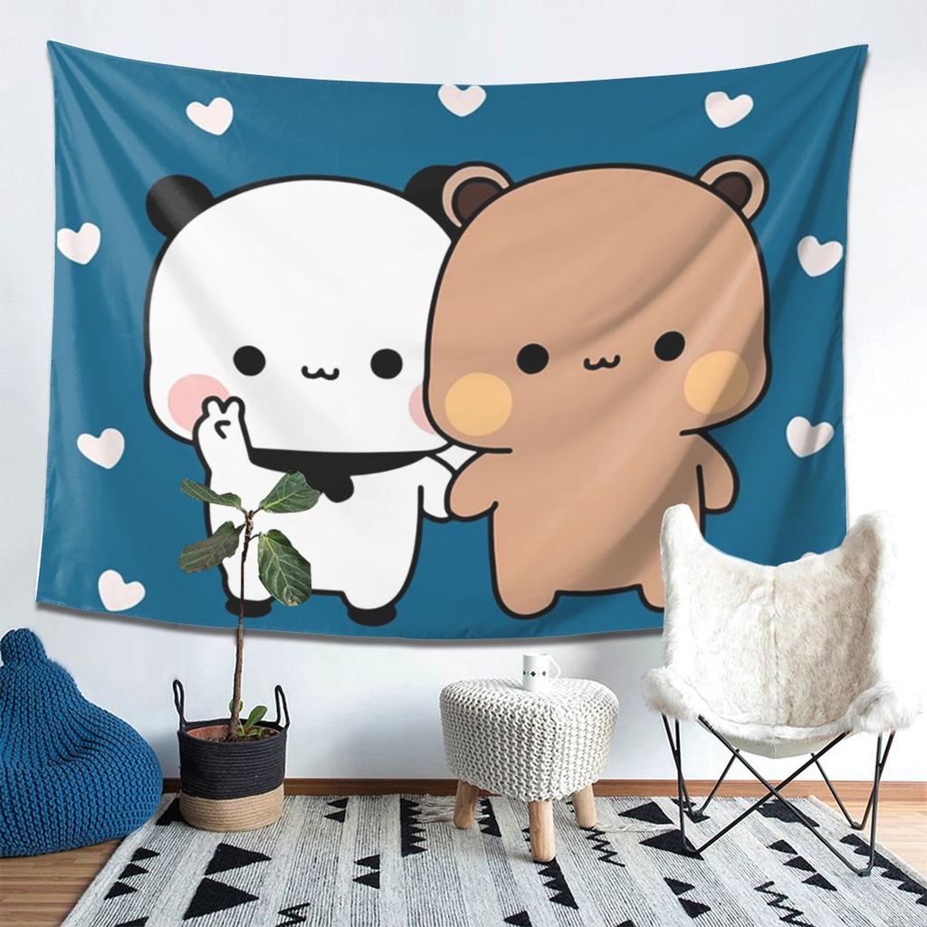 Peach And Goma Bubu Dudu Balloon Tapestry Wall Hanging Aesthetic Home Decor Tapestries for Dorm Room
