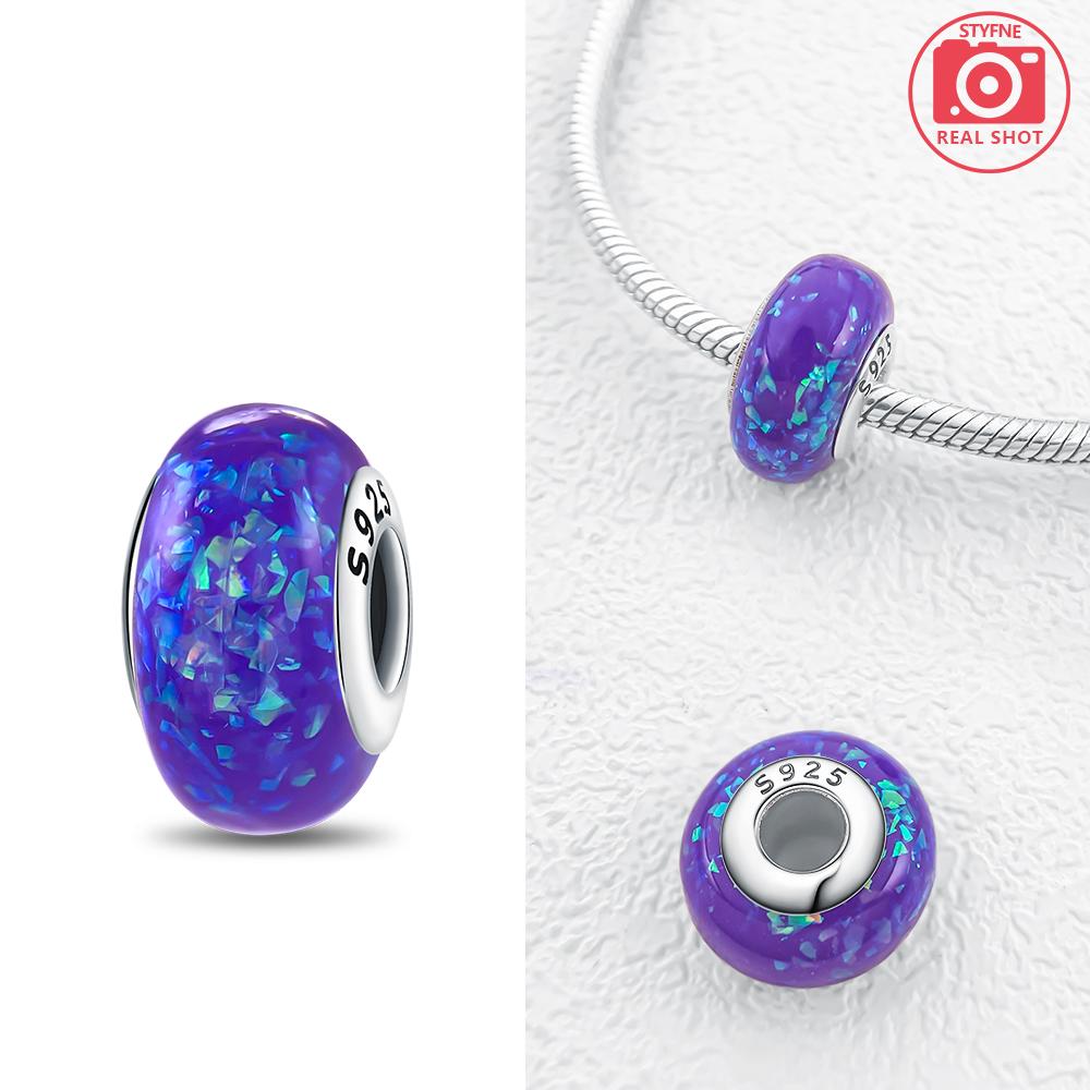 Authentic Certified Pink Glass Bead Blue Romantic Bead Charms Compatible With Bracelets Charm Bead Charms Copper Women Diy Jewellery Making