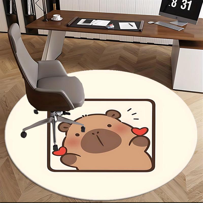 Cute Bear Print,Cartoon Animal Design Chair mat Round Rug Office carpet, Machine Washable, Non slip, Suitable for Living Rooms, Bedrooms