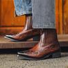 Klasyczne kowbojskie buty męskie w stylu western, skórzane buty rycerskie, męskie, zapinane na suwak, cielęce, nowe, wysokiej jakości, wygodne, modne, codzienne buty na imprezę