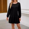 Women's Dress Autumn Winter Female Solid Round Neck Long Sleeve Loose Fashion Casual Simple Dress Women