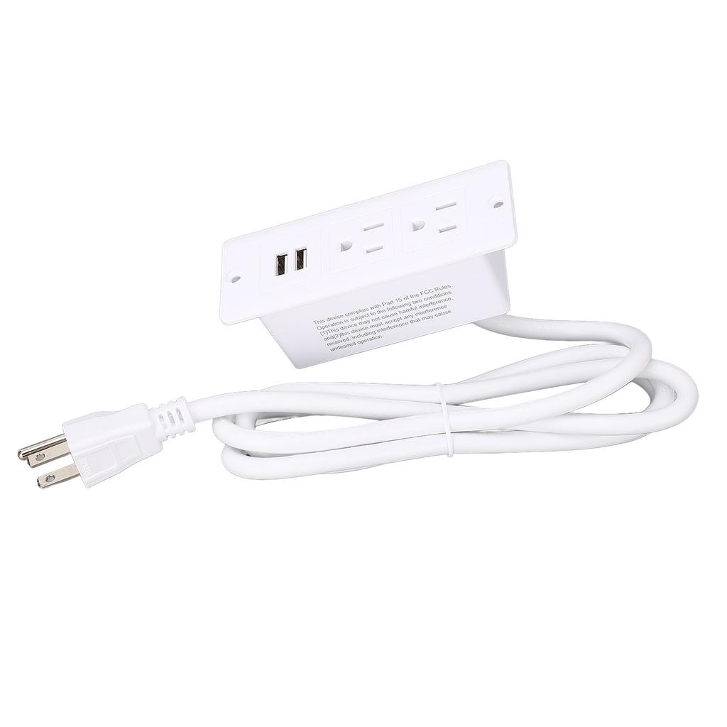 Conference Recessed Power Strip Table Furniture Outlet 2 AC Sockets 2 USB Ports 1.5m Cord