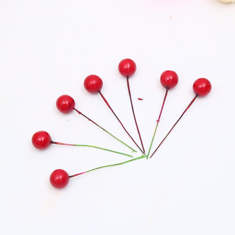 Diy Handmade Materials 1.2Cm Small Red Fruit Photo Props Red Fruit Dried Flowers Christmas Tree Wreath Rattan Decoration