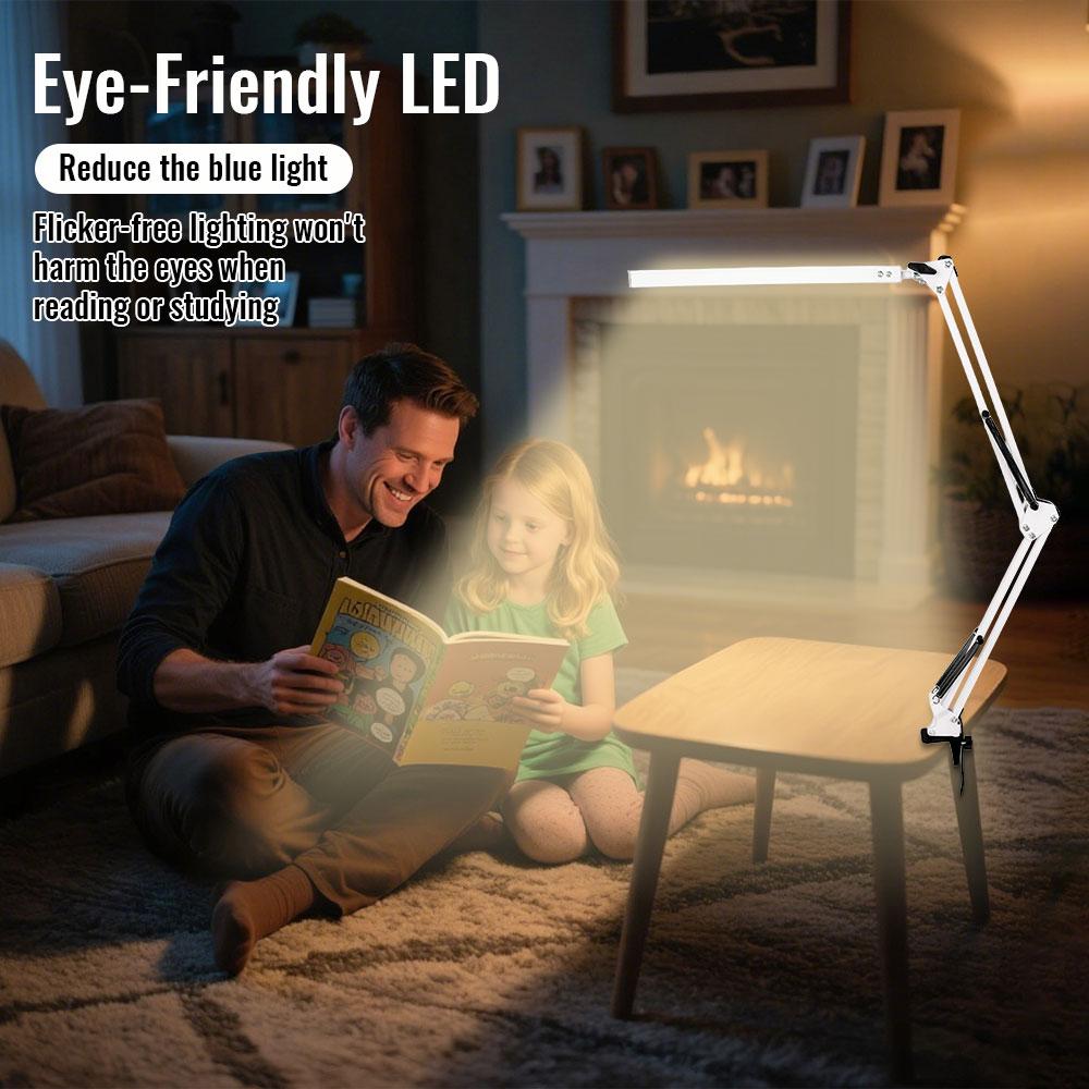 Eye-protecting Dimmable Desk Lamp, Long/short Desk Lamp. 10 Brightness Levels and 3 Lighting modes.Christmas and Halloween Gifts