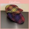 Artistic Retro Check Pattern Cap For Womens Fall And Winter Street Style