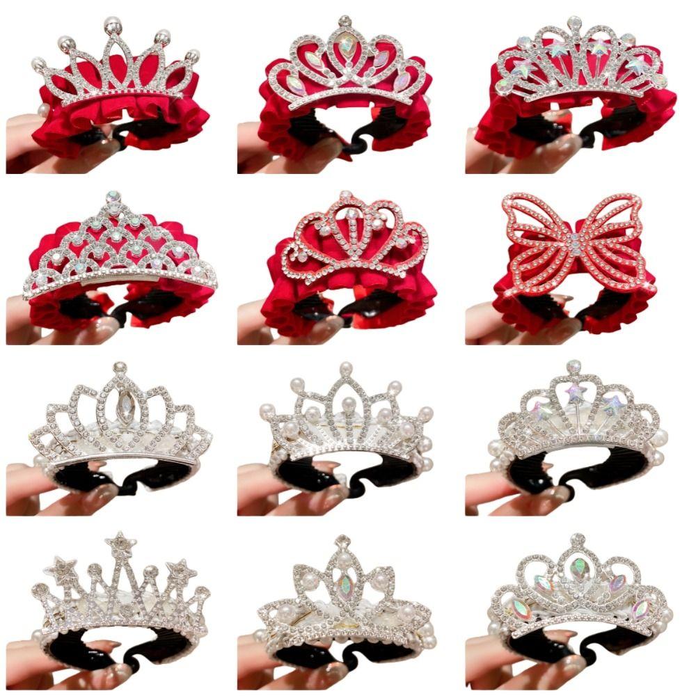High Ponytail Fixed Artifact Children's New Year Crown Pearl Hair Clip Crab Women/Kids