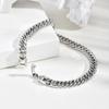 Vnox Simple Women's Stainless Steel Link Chain Cuban Bracelets With Fold Over Clasp Stainless Steel Jewelry Length 16.5cm