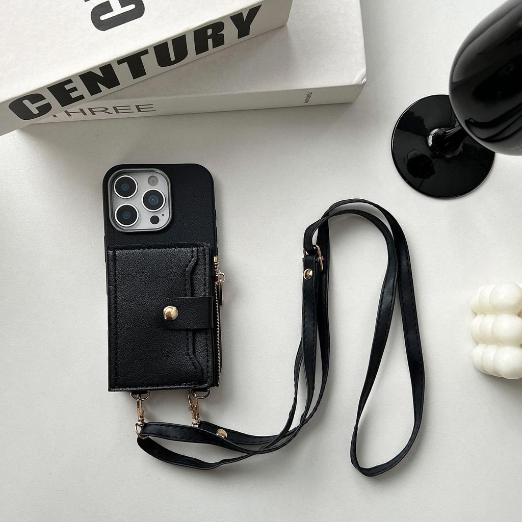 Silver frame card bag crossbody suitable for Apple 17promax mobile phone case 16pro anti-drop card 15/14 protective case 13