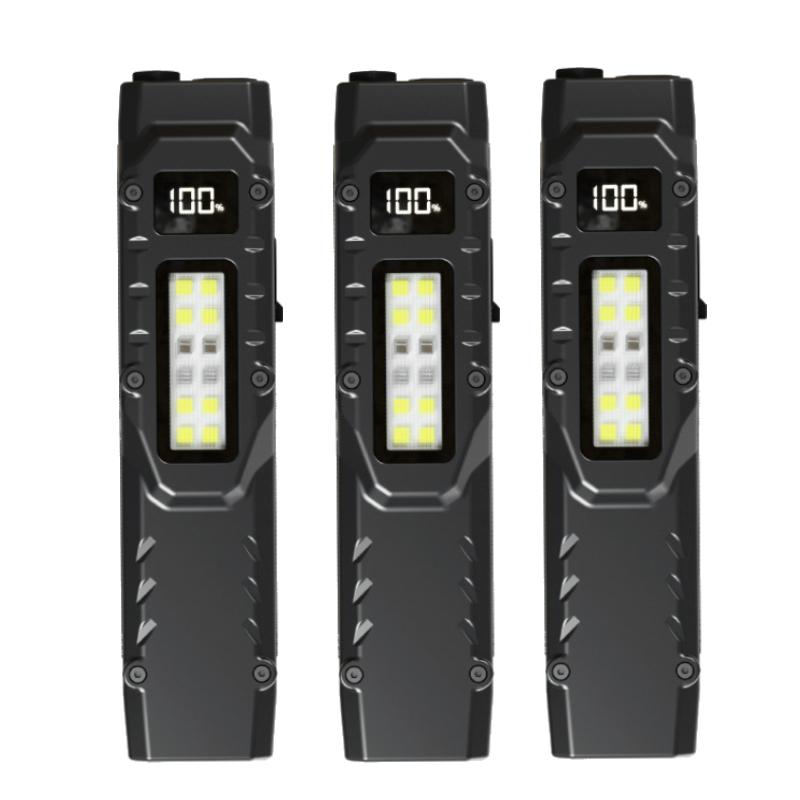 Portable EDC Flashlight 800 Lumens USB Rechargeable Tactical Flashlight  Waterproof Led COB Work Light for Camping Emergency
