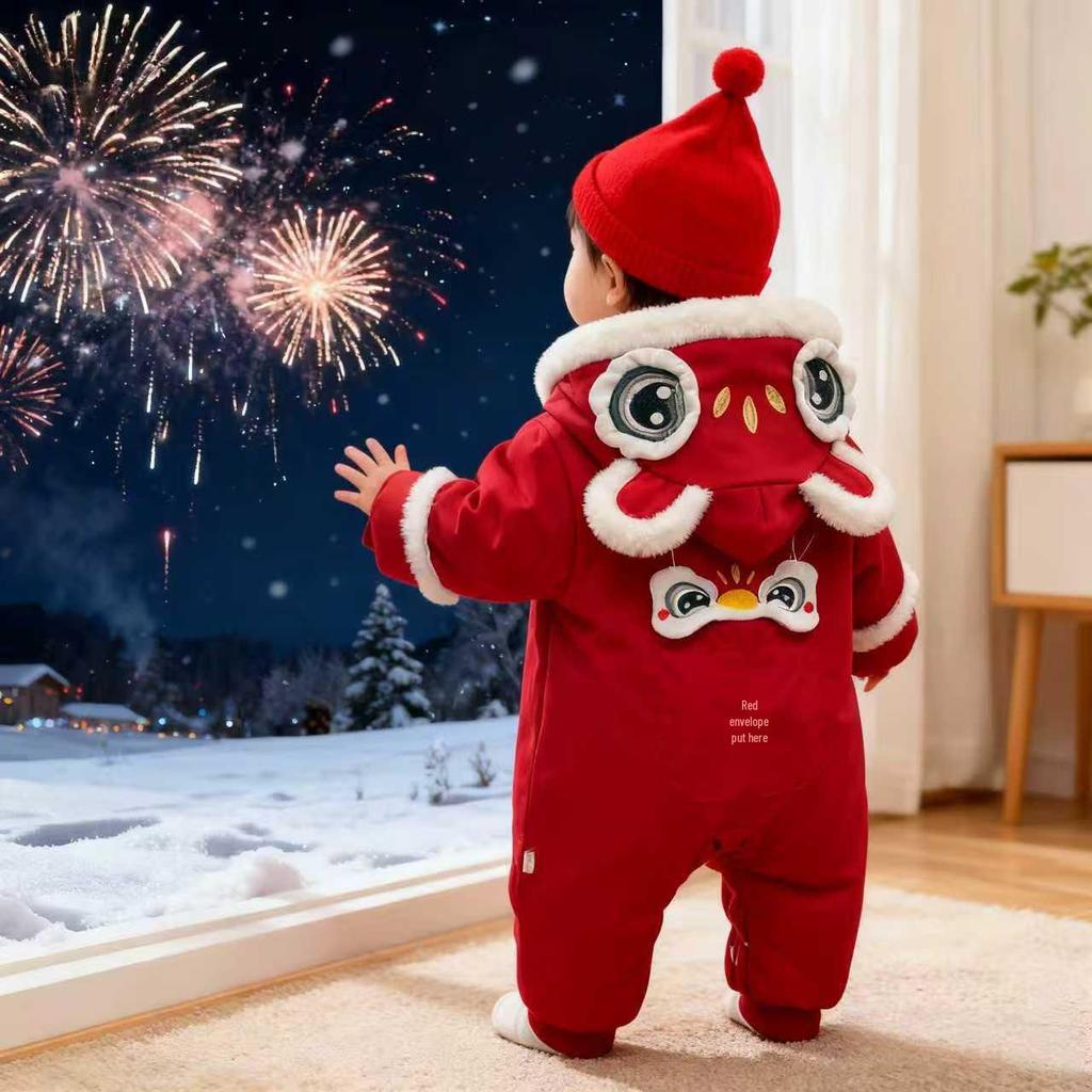 Winter-Baby-Overall: Verdicktes Red Velvet Outfit für Neujahrsausflüge (T117 - Die wunderbare Welt der Träume)
