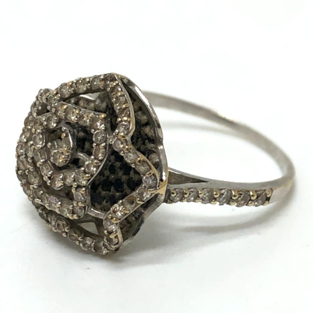 jewelry Camellia Design Rose D0.44ct D0.50ct Ring K18WG Silver