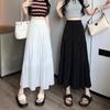 1PC High Waist Skirts Long Skirts A-line Skirts Polyester Chiffon White Elastic Women Vintage