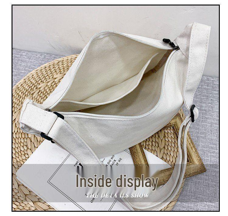 Unisex Trendy Canvas Crossbody Bag: Hip Hop, Japanese, Casual & Versatile Design for Students