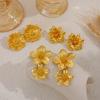 18K Gold Plated Metal Flower Stud Earrings for Women Fashion Stainless Steel Gold Color Waterproof Earring Statement Jewelry