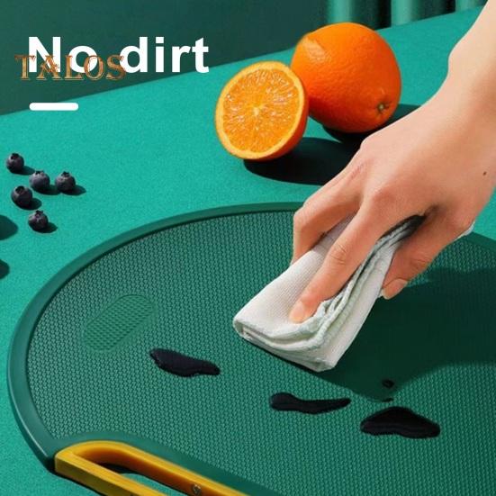 Round Chopping Board with Grinder Groove Double-sided Standing Food Grade Anti-slip Easy To Clean Vegetables Fruits Meat Cutting Board Kitchen