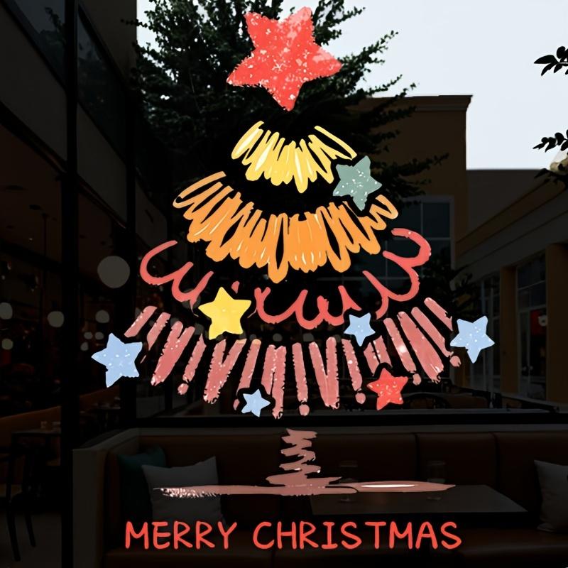 1 Piece Reusable High Definition Christmas Tree Glass Window Sticker - Static No Residue Door and Window and Shopping Mall Decoration Sticker