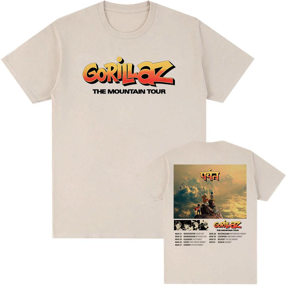 

Gorillaz The Mountain Tour 2026 Футболка Короткий Рукав Вільна Чоловіча/Жіноча Футболки Мода Вільний Унісекс Вуличний Одяг Хіп-Хоп Одяг S