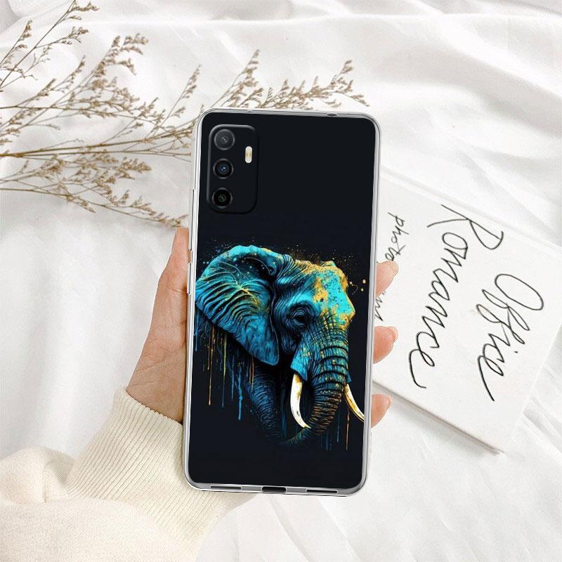 IK4 Animal Elephant Transparent Phone Case for Samsung Galaxy A04 A04S A14 A23 A34 A54 M23 M33 M52 M53