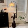 Retro American Style Floor and Table Lamp Set with Living Room Coffee Table and Bedroom Bedside Storage