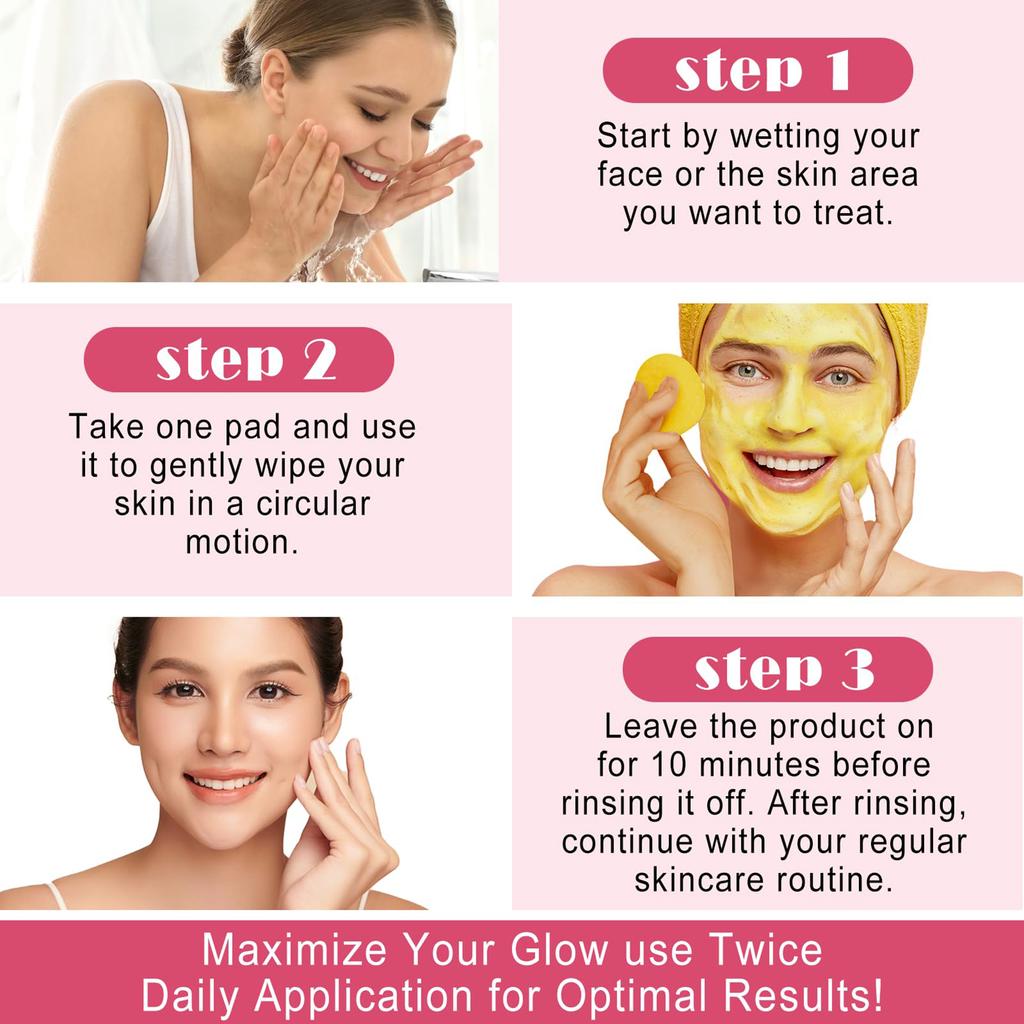 30/40PCS Turmeric Kojic Acid Cleansing Pad Pore Cleanser Makeup Remover Exfoliator Oil Control Brightening Smooth Facial Washing