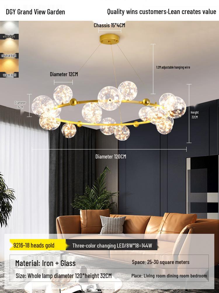 Nordic Modern Minimalist Luxury Starlight Chandelier for Living Room, Dining Room & Bedroom - Model 021L