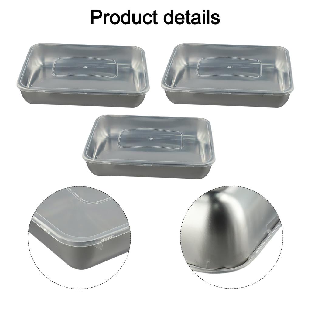 3PCS Leak Proof Stainless Steel Food Storage Box with Effective Sealing Lid