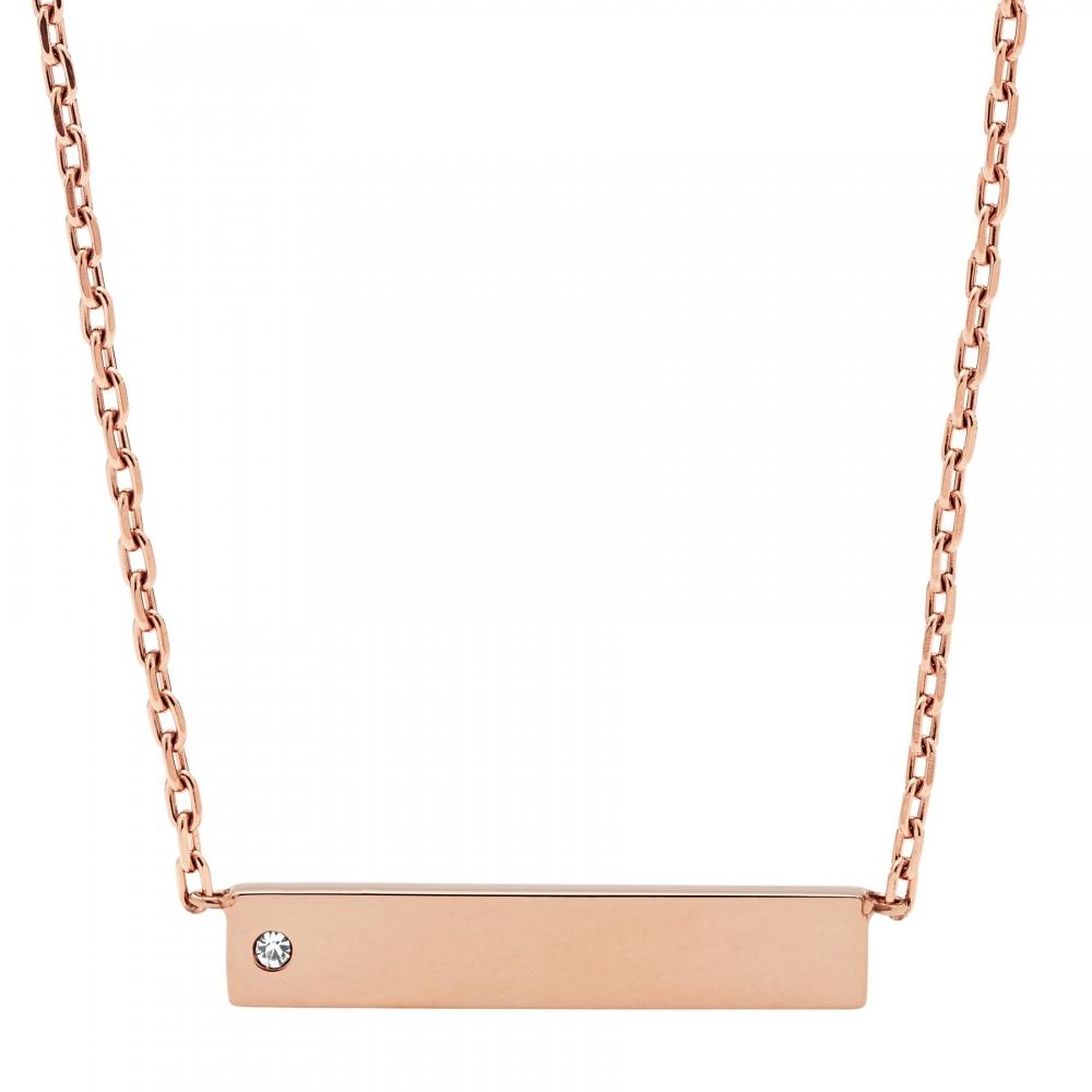 

Fossil Women s Rose Gold Stainless Steel ID Necklace