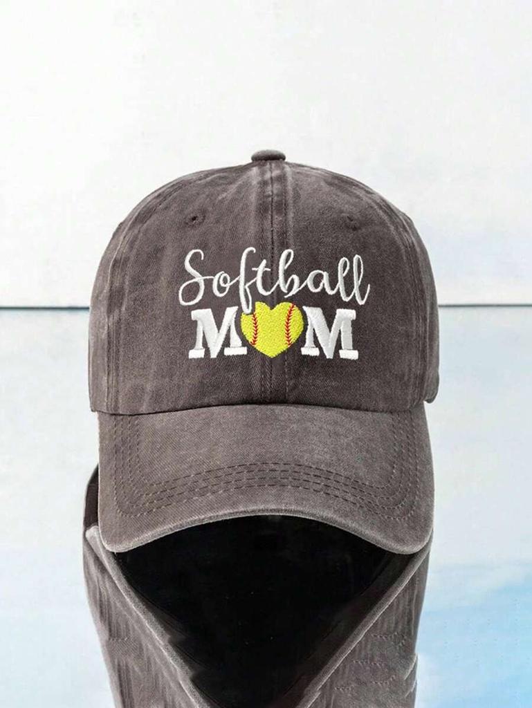Embroidered Softball Mom Baseball Cap Adjustable Casual Sun Protection Hat