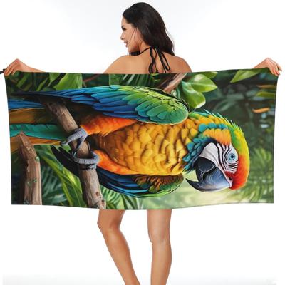 Cute Macaw Parrots Beach Towel Soft Microfiber Quick Dry Absorbent Quick Towels For Mountain Climbing