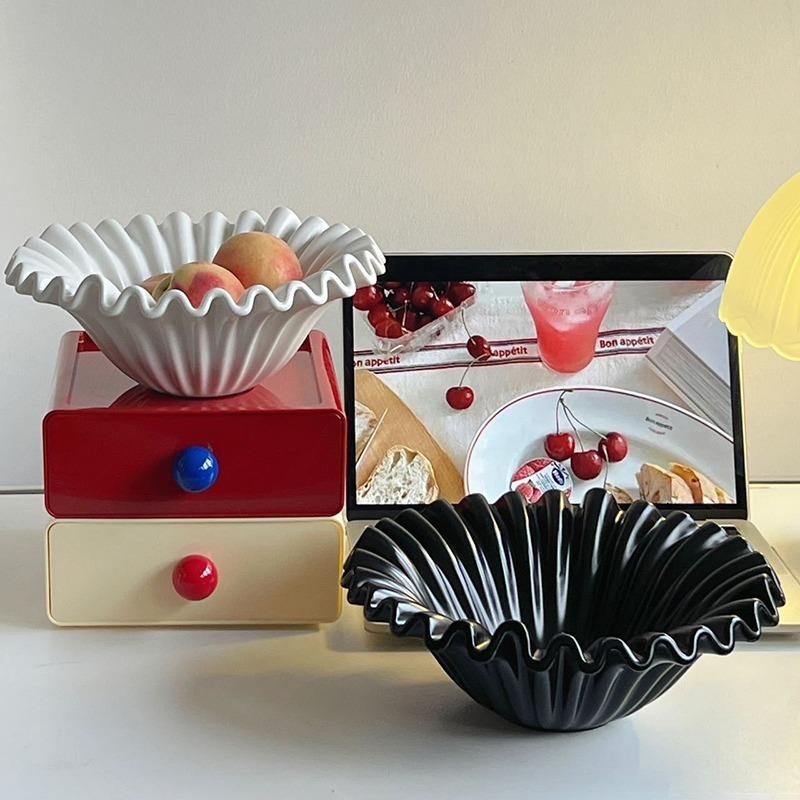 Modern Storage Tray Ceramics Wavy Design Bowl Art Fruit Tableware Luxury Table Top Items Table Decoration Home Accessories