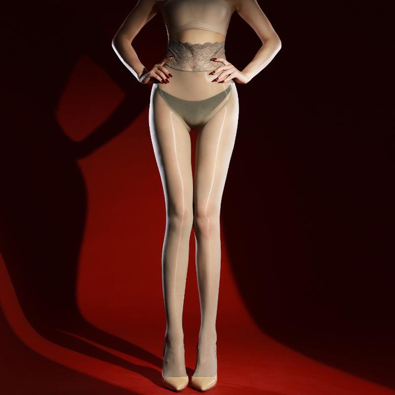Women Sexy Stockings Lace High Waist Pantyhose Ultra-Thin 5D High Density 912-Pin Oil Shiny Glossy Sockings Night Club Wear