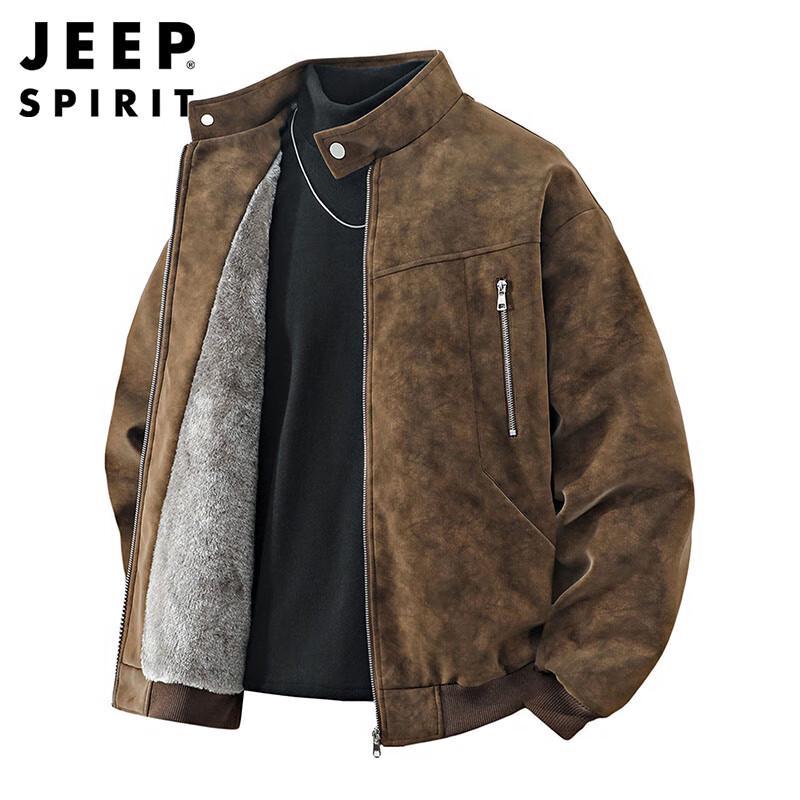 JEEP SPIRIT Men's Suede Fleece-Lined Jacket