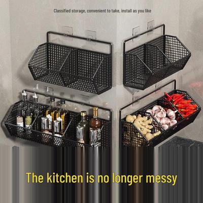 Wandmontierte multifunktionale Gemüseaufbewahrungsbox mit Zwiebel-, Ingwer- und Knoblauchkörben