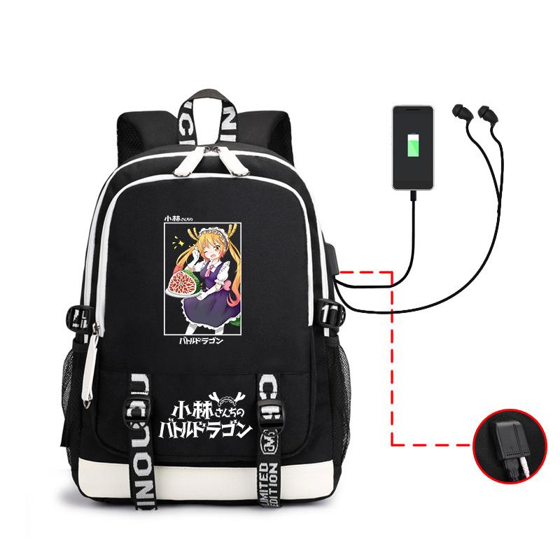 

Hot Theme, Kobayashi S Dragon Maid Two-Dimensional Printing Backpack Usb Headset Backpack Headphone backpack