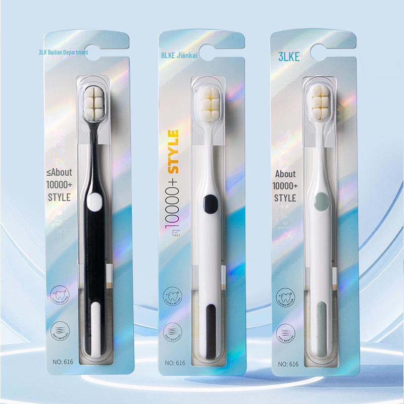 Brosse à dents à poils souples et tête large pour adulte - Paquet individuel