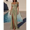 2026 European and American New Waist Temperament Fashionable Pleated Neck Sexy Pure Desire Dress Women