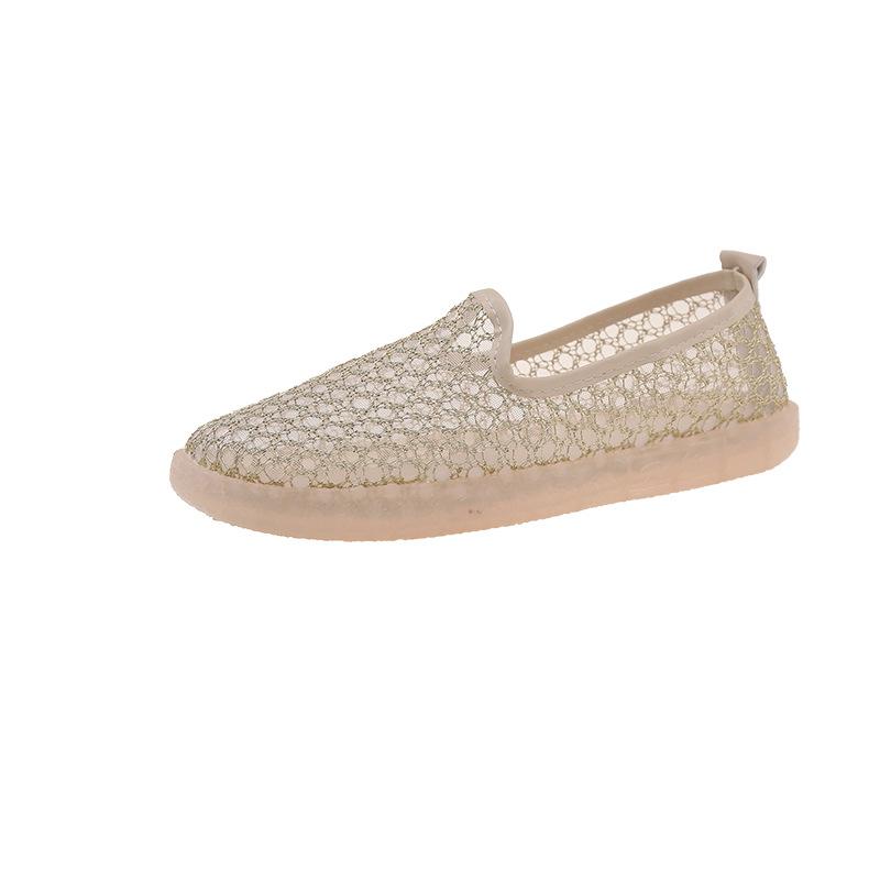 

Hollow mesh shoes women s breathable mesh non-slip summer versatile single shoes women s one-pedal lazy shoes flat-soled Doudou shoes tide 40