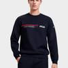 FILA Letter Print Tennis Sports Knit Crew Neck Pullover Sweatshirt Men sweatshirt Dark-Blue A11M313203FNV