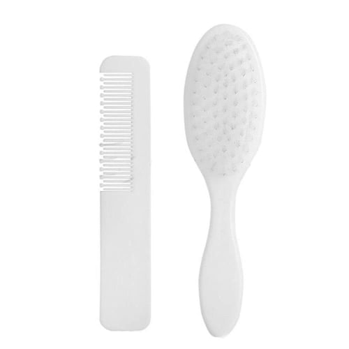 Baby Hair Brush and Comb Set for Newborn Toddler Infant Healthcare and Grooming Kit, Scalp Massage, White