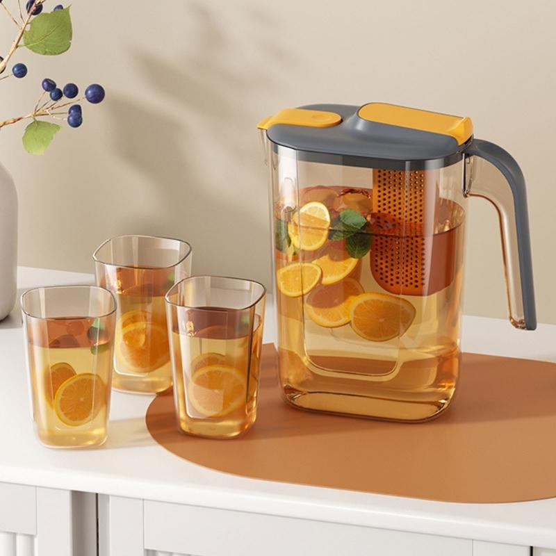 Convenient Water Kettle with Filter Cold Kettles Large Capacity Fruit Teapots Bucket Plastic Material Suitable for Travel