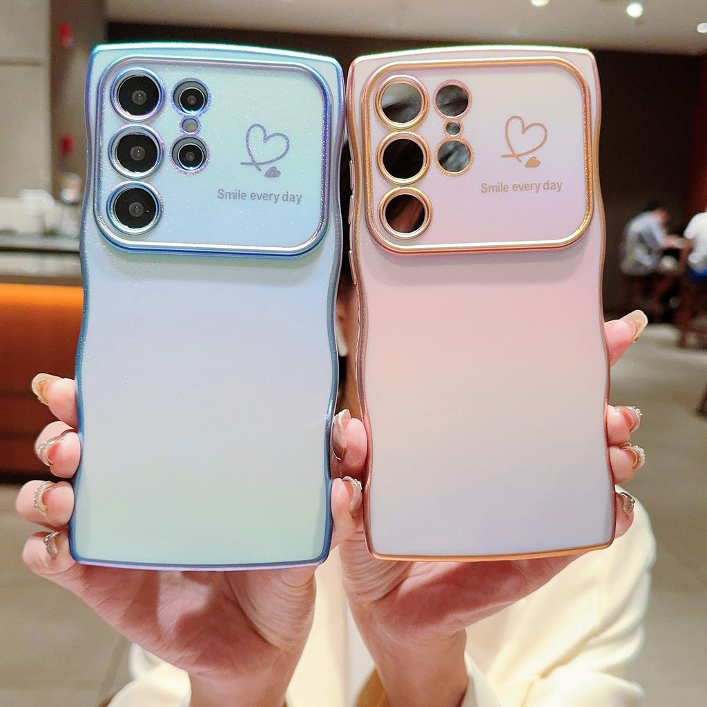 Colorful Silk Waves Are Suitable for Samsung S25 Ultra Mobile Phone Case S24FE Electroplating Love Protection Case