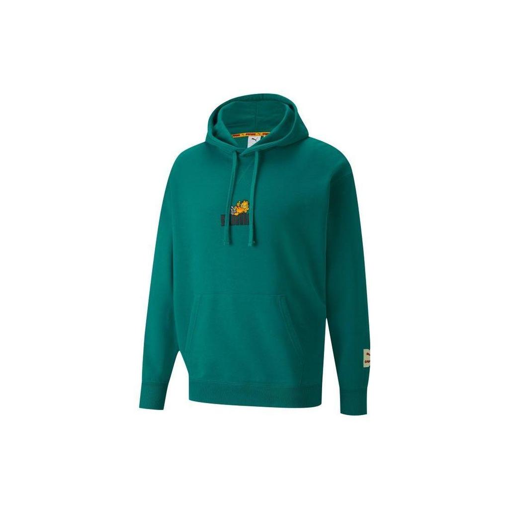 PUMA x GARFIELD Co-Branded Cartoon Garfield Print Hoodie Men's Lake Green