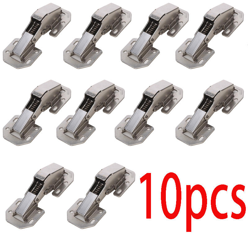 4/10PCS 90 Degree Steel Cabinet Hinges No-Drilling HoleHydraulic Buffer Hinge Kitchen Cabinet Cupboard Hinges Furniture Hardware