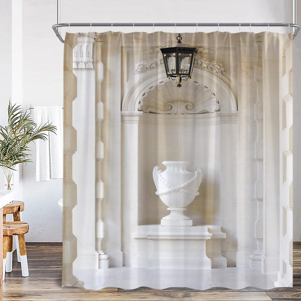 Vintage Moroccan Shower Curtain Ethnic Style Floral Art Retro Architecture Door Bathroom Curtain Polyester Home Decor With Hooks