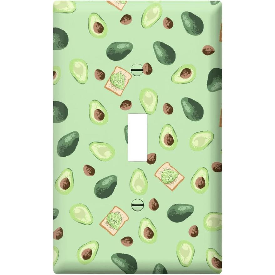 Green Avocado Single Toggle Light Switch Plates Outlet Covers Decorative Electrical Wall Plate Receptacle Switchplate Decorate Plug Cover For