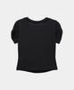 ETRE AU SOMMET Drape Pintuck Zipper Roll-Up Short Top (Black)
