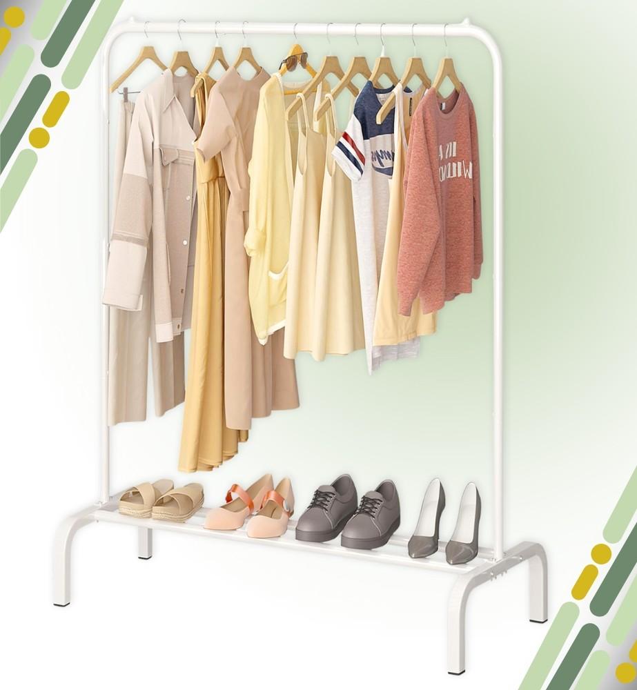 Standing coat rack for coats in the hallway, metal, white, floor-mounted