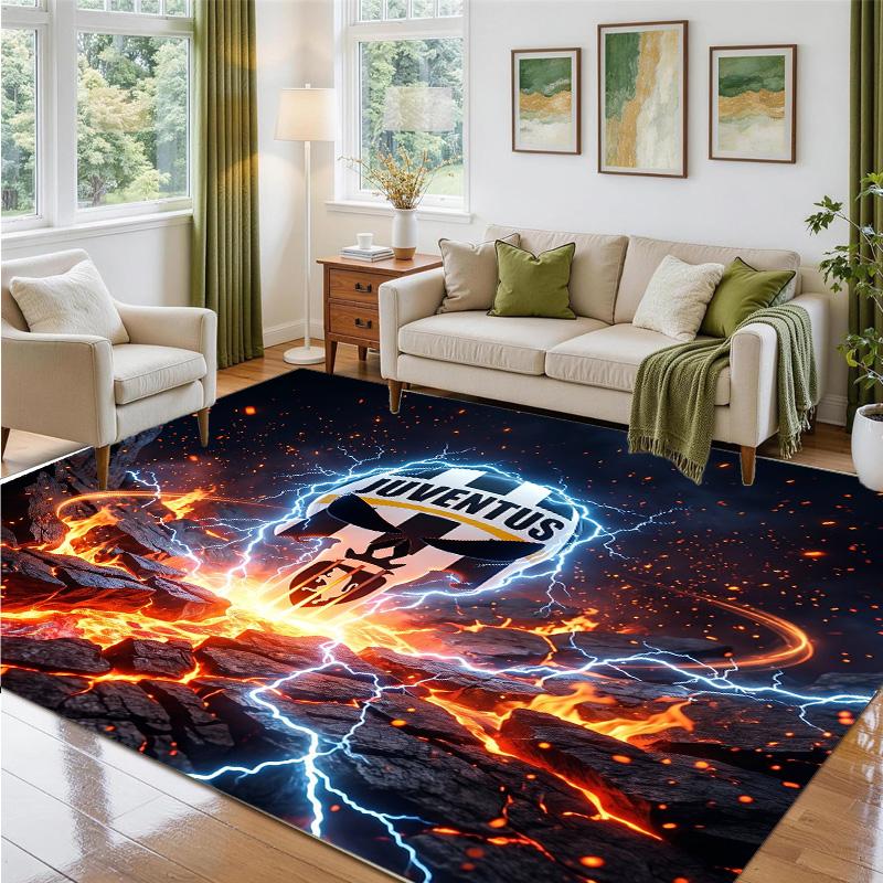 Juventus FC Design Crystal Velvet Rug Soft Decorative Mat for Bedroom Entrance